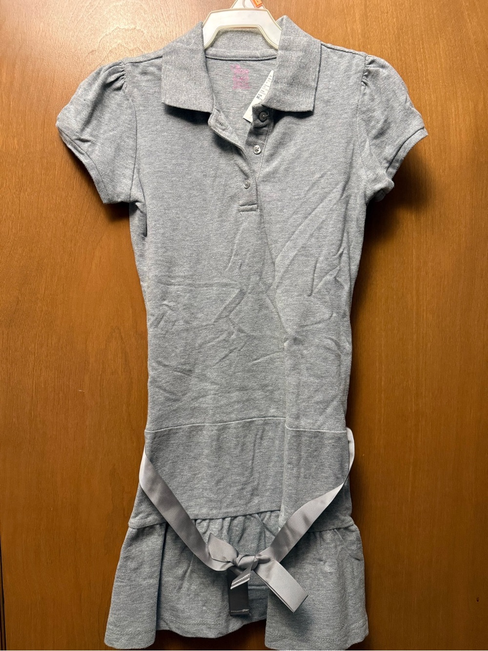 The Children's Place Light Gray Polo Dress with Ribbon